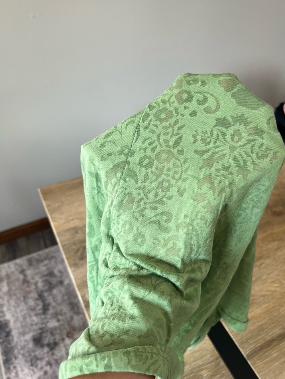 Maurices Semi-Sheer Light Green Floral-Print Women’s Top